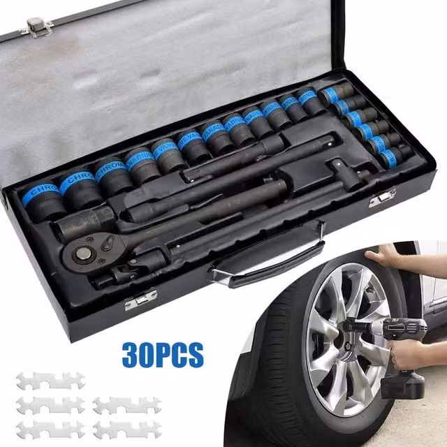 NESTLUNE 30-Piece 1/2 Inch Drive Metric Impact Socket Set, 8-32mm, Black – 1