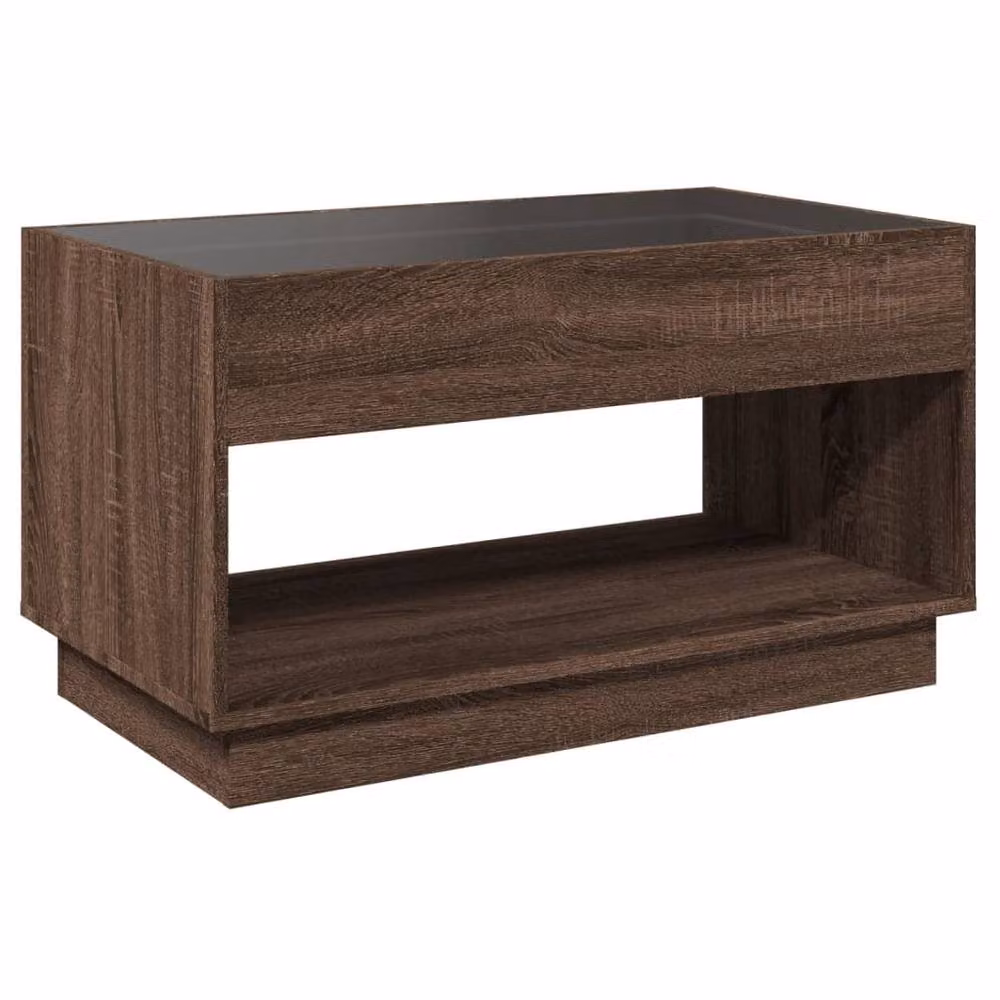 Berkfield Home Infinity LED Coffee Table in Brown Oak, W/D/H: 90 x 50 x 50 cm – 4