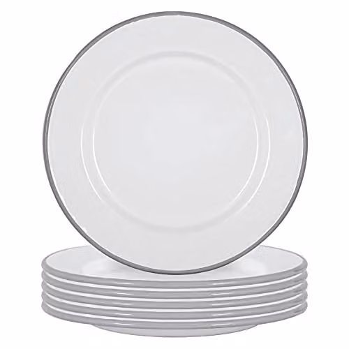 Argon Tableware Enamel Dinner Plates, Set of 6, Grey, Diameter: 25.5 cm – 1