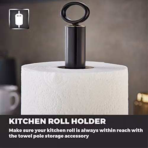 Tower Empire Freestanding Mug Tree and Towel Pole Set in Black and Bronze, Stainless Steel with Anti-Slip Base, H 40.5 cm x W 13.5 cm x D 13.5 cm – 4