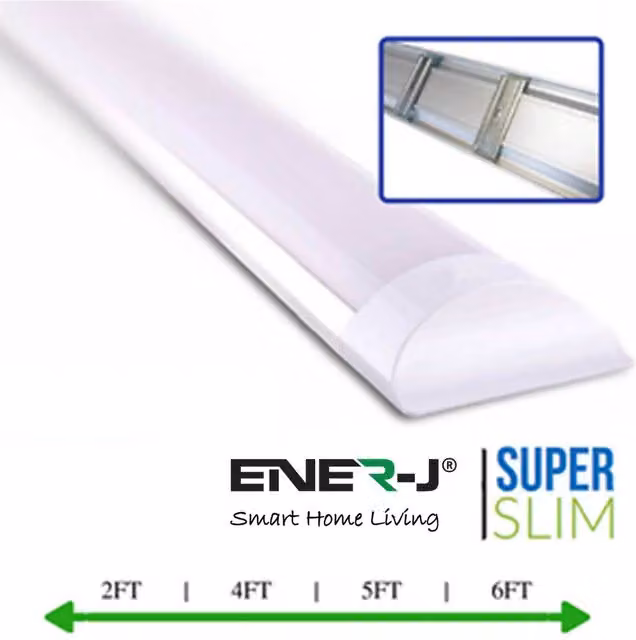 EnerJ Smart Pack of 2 18W LED Surface Mount Bar Batten Fitting Lights in White