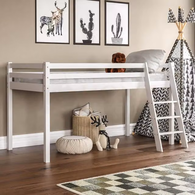 Vida Designs Sydney Bunk Bed in White and Yellow Solid Wood