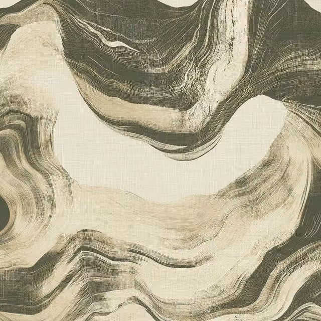 Bayda Geo Geometric Abstract Textured Wallpaper in Green, Black and Brown