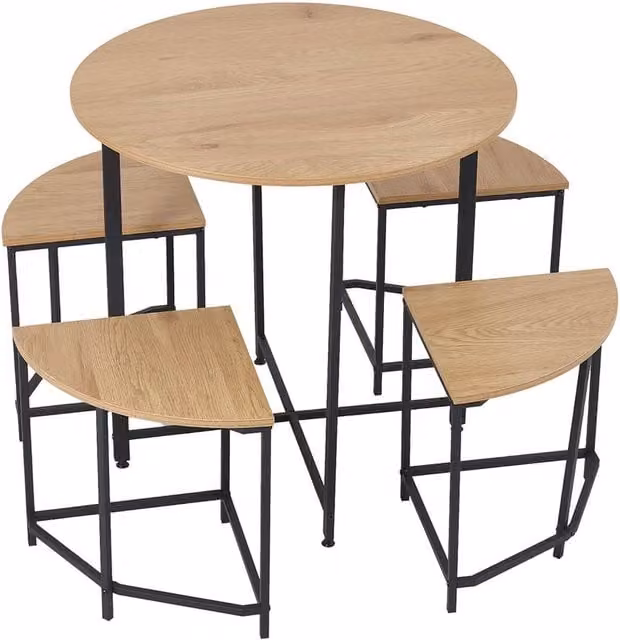 Garden Sanctuary Modern Round Dining Table and Stool Set in Black, Brown or Beige