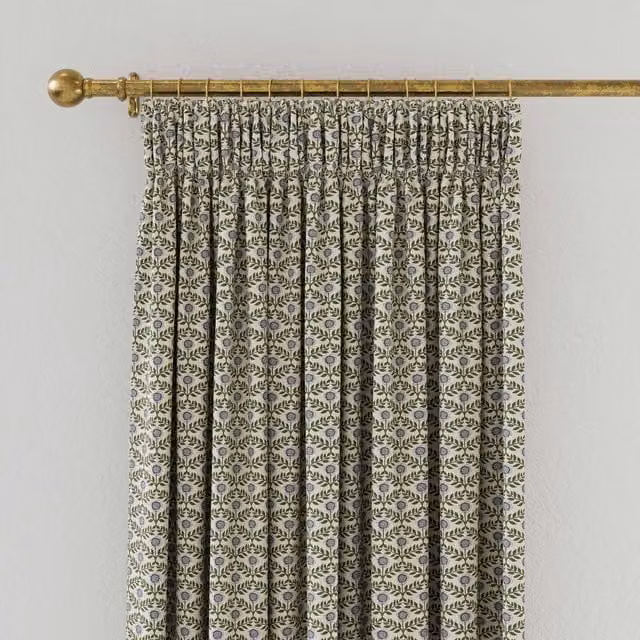 Joules Floral Foulard Lined Cotton Curtains, Creme/Multi, H: 228.6 cm x W: 182.88 cm