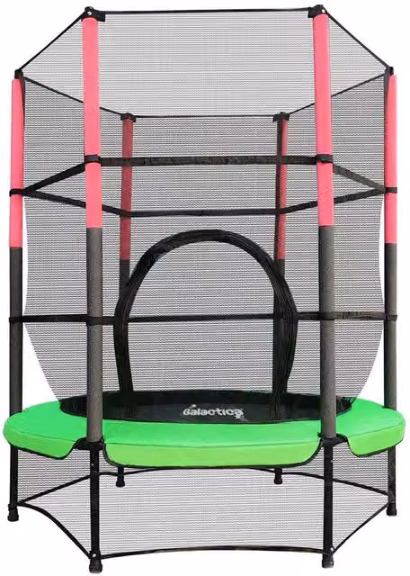 GALACTICA Childrens Mini Trampoline with Safety Net and Weatherproof UV Protection, Green
