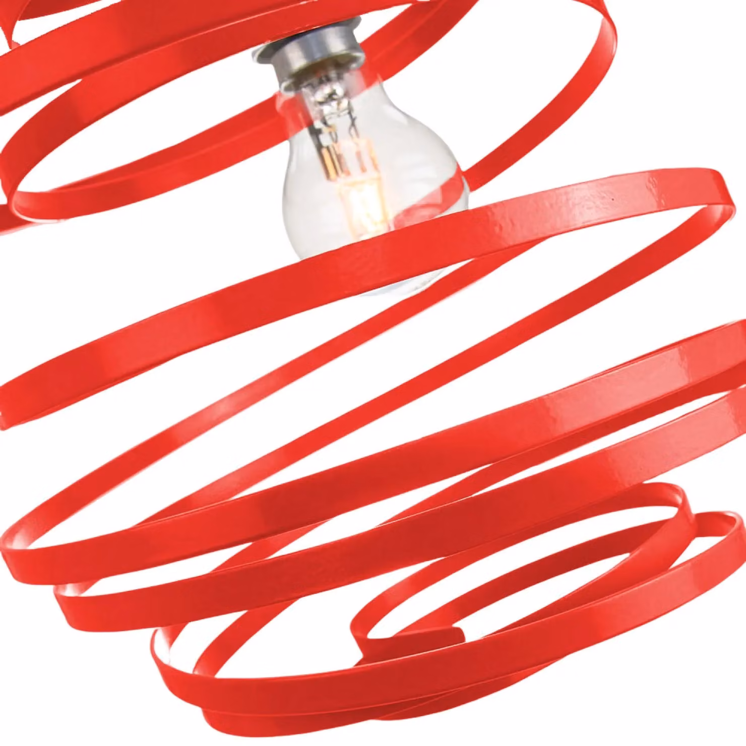 Happy Homewares Red Gloss Metal Double Ribbon Spiral Swirl Ceiling Pendant Light – 2