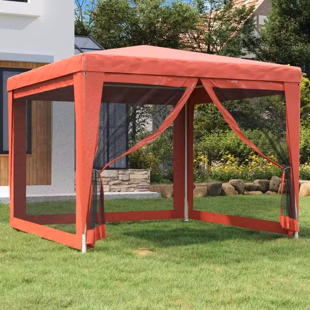 Berkfield Home Party Tent with 4 Mesh Sidewalls, Red, W 3 m x D 3 m – 1