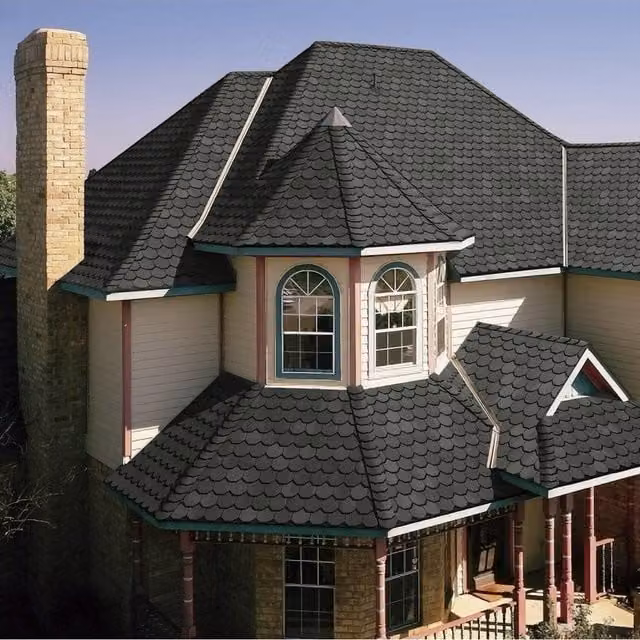 Livingandhome 18Pcs Fish Scale Asphalt Roofing Shingles, Black