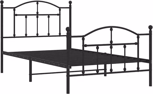 Berkfield Home Metal Bed Frame with Headboard and Footboard in Black, W/D/H: 100 x 200 cm – 1