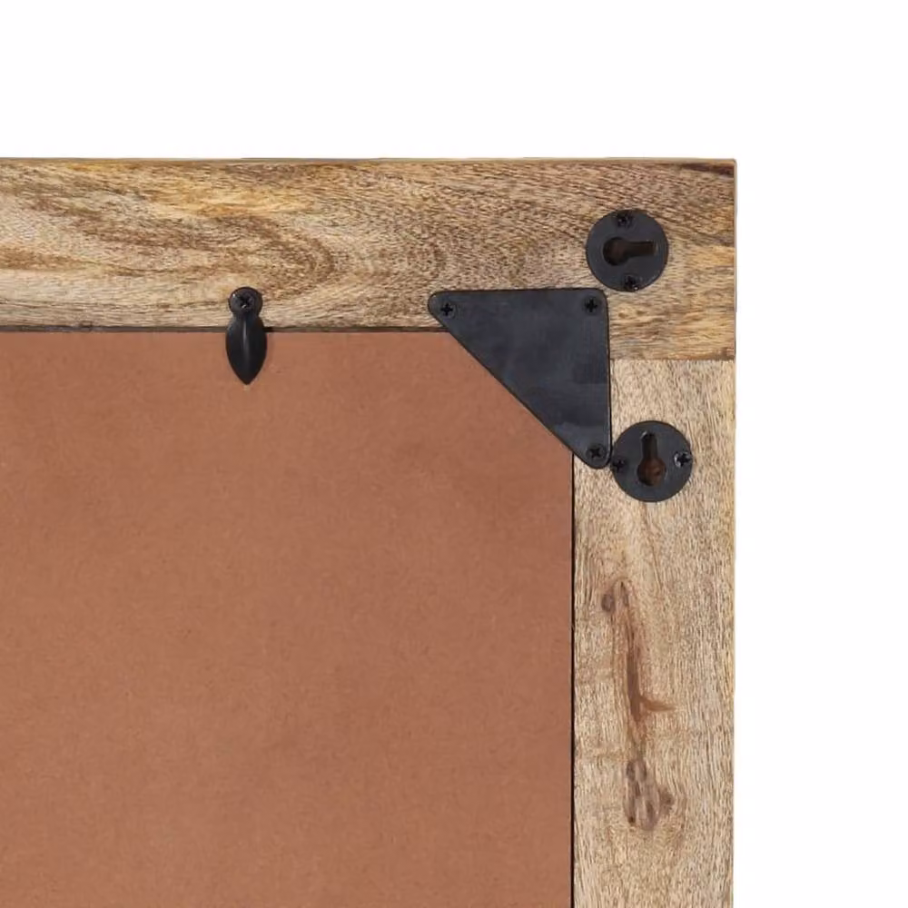 Berkfield Home Beautiful Rectangular Bathroom Mirror in Brown with Solid Mango Wood and Glass, W: 50 cm, H: 70 cm, D: 2.5 cm – 5