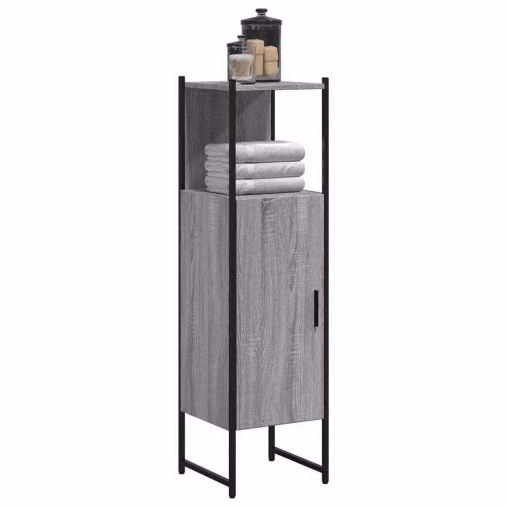 Berkfield Home Sturdy Grey Bathroom Cabinet with Hinged Doors and Internal Shelves, W/D/H: 33 x 33 x 120.5 cm – 2