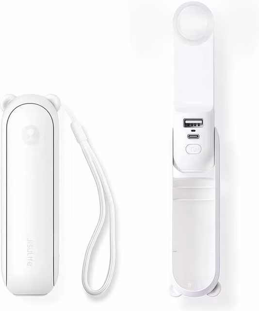 Latto White Mini Portable Handheld Fan with LED Light