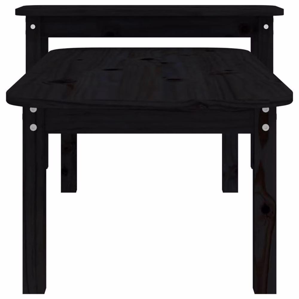 Berkfield Home Beautiful 2 Piece Black Solid Pine Wood Coffee Table Set with Nested Tops – 3
