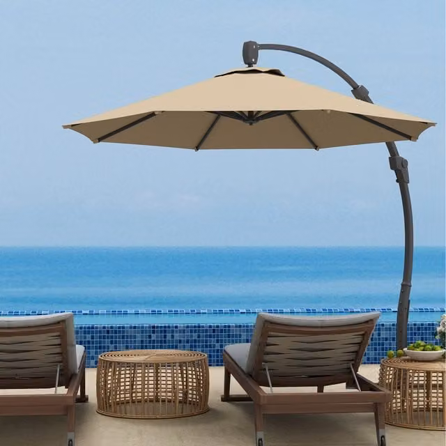 Outsunny 3m Cantilever Garden Parasol with Aluminium Frame and Crank in Beige