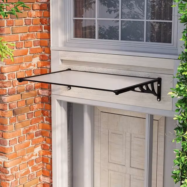 Livingandhome Black Door Canopy Awning, Width: 120 cm