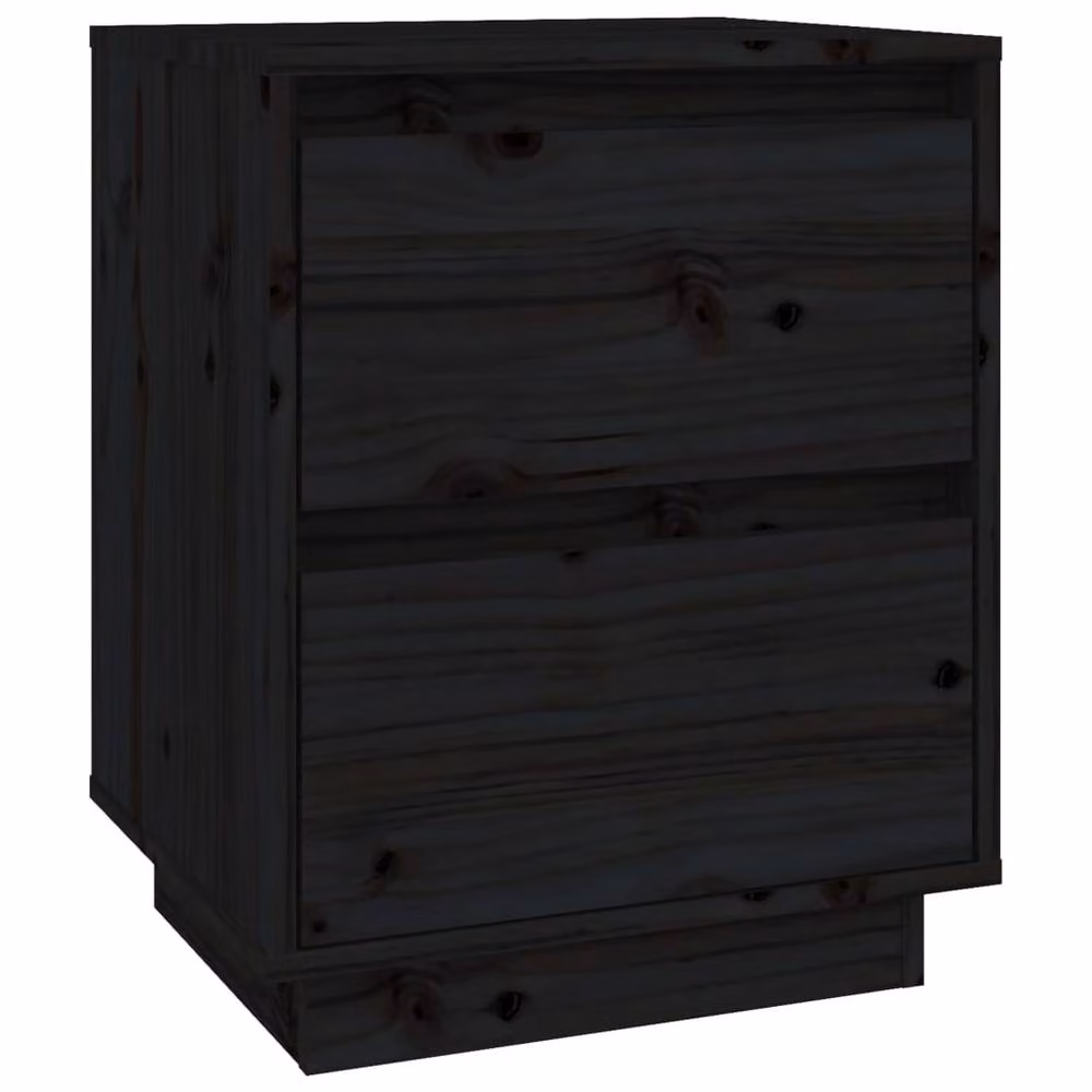Berkfield Home Elegant Bedside Cabinets, Set of 2, Black Solid Pine Wood, W: 40 cm, D: 35 cm, H: 50 cm – 4