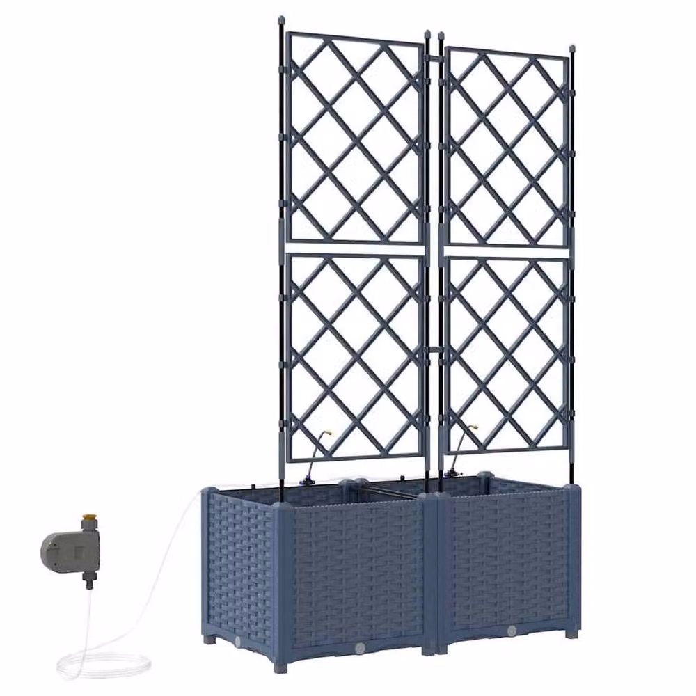 Berkfield Home Garden Planters with Water Irrigation System, 2 Pack, Grey – 3