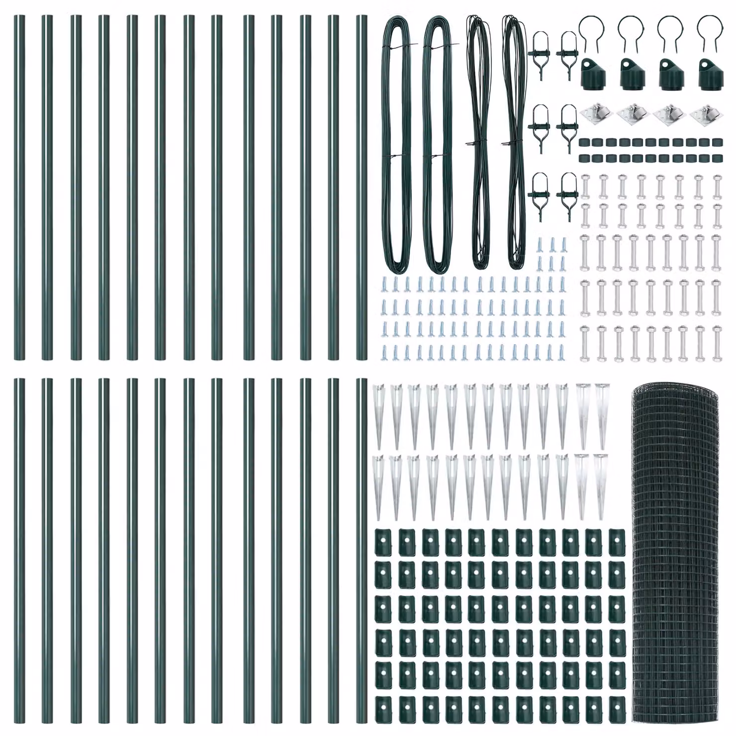 Berkfield Home Green Steel Welded Wire Fence with 13 Spike Posts, W: 0.4 m, L: 50 m – 3