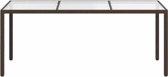Berkfield Home Brown Poly Rattan Garden Table with Tempered Glass W/D/H: 190 x 90 x 75 cm – 1