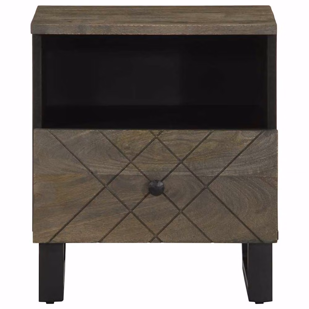 Berkfield Home Black Mango Wood Bedside Cabinet W/D/H: 40 x 33 x 46 cm – 2