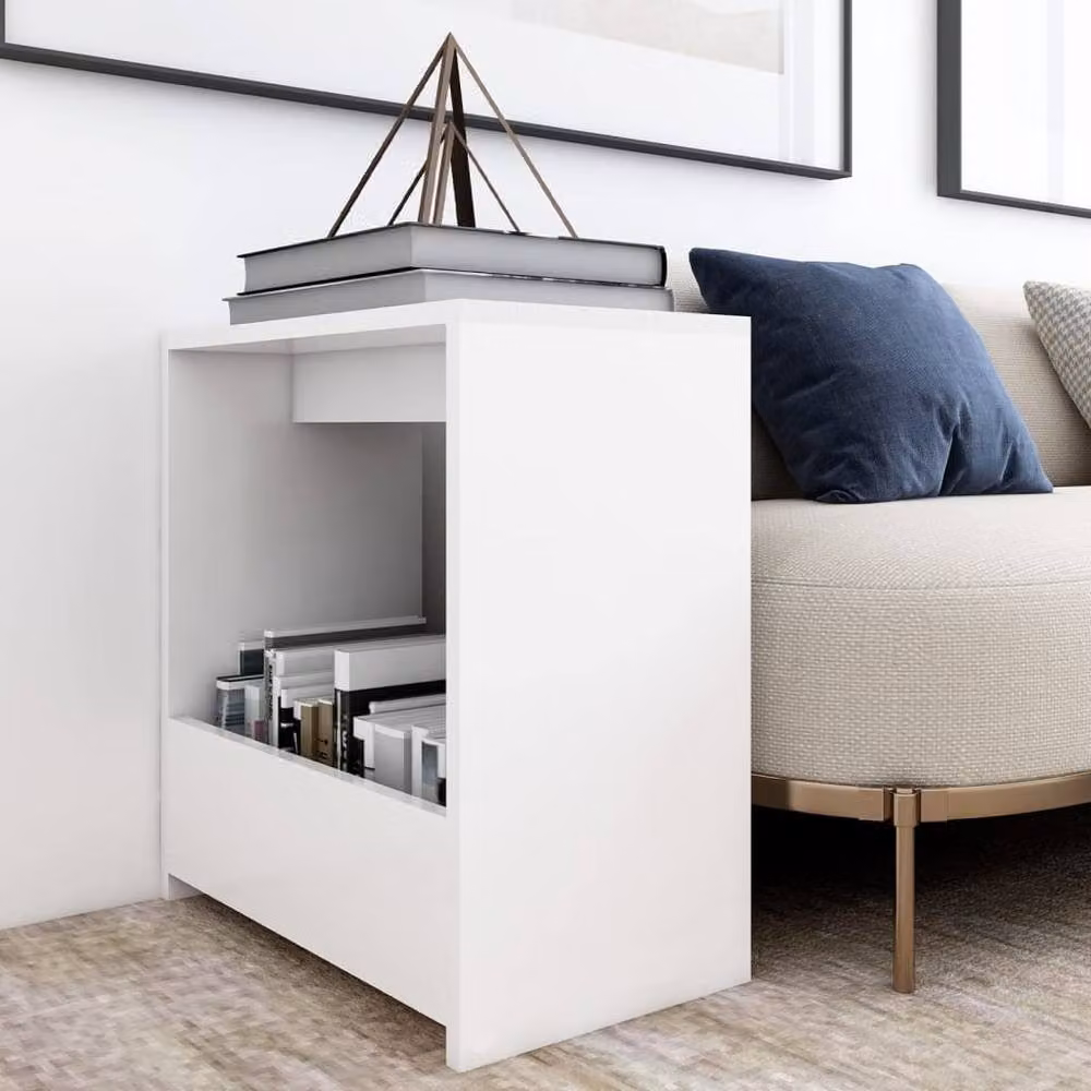 Berkfield Home White Side Table in Engineered Wood W/D/H: 50 x 26 x 50 cm – 2