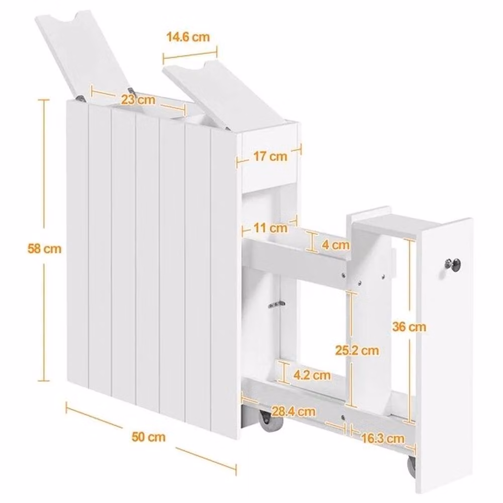 EONLION Slim Freestanding White Lacquered Bathroom and Kitchen Organizer with Hinged Doors and Internal Shelves – 2