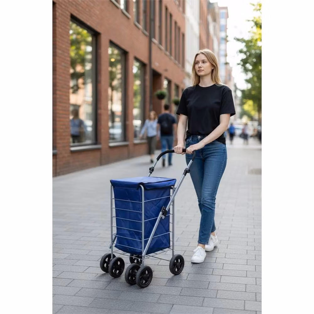 SPETLEK 6 Wheel Folding Shopping Trolley Cart in Navy Blue – 4
