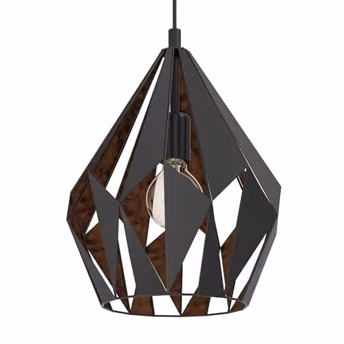 Eglo Vintage Suspended Metal Pendant Light in Black and Copper – 3