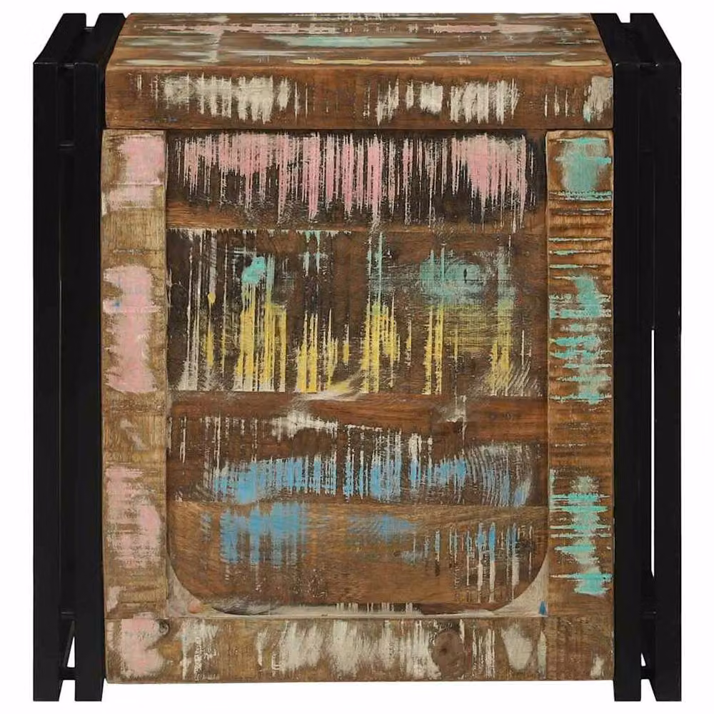 Berkfield Home Rustic Solid Reclaimed Wood Storage Chest in Multicolour, Brown and Black, W/D/H: 50 x 50 x 50 cm – 3