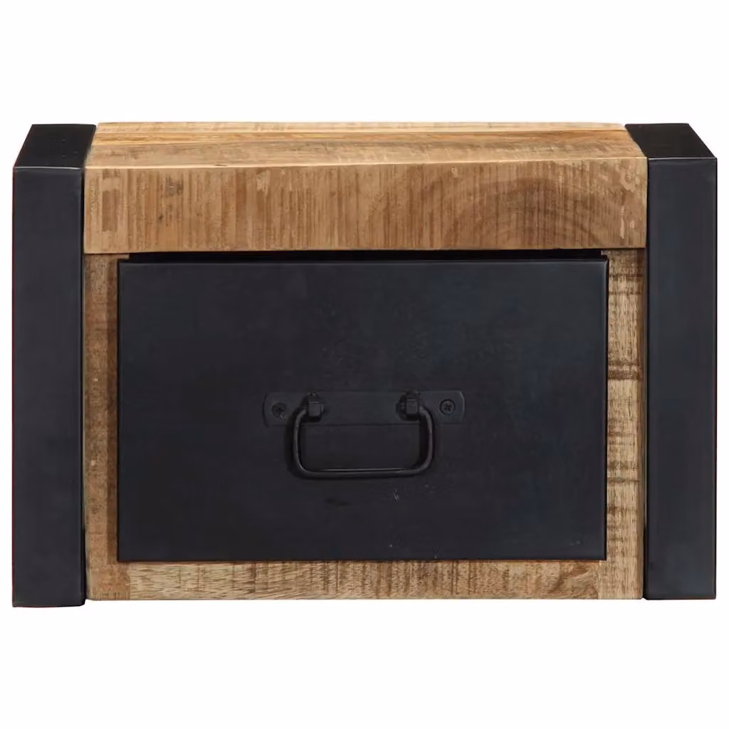 Berkfield Home Set of 2 Rustic Mango Wood Bedside Cabinets in Brown, W/D/H: 40 x 35 x 25 cm – 2