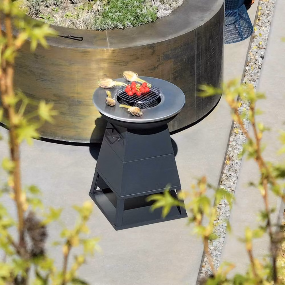 sweeek Black Steel Brazier Barbecue with Warming Rack and Storage Space, Diameter: 59 cm – 7