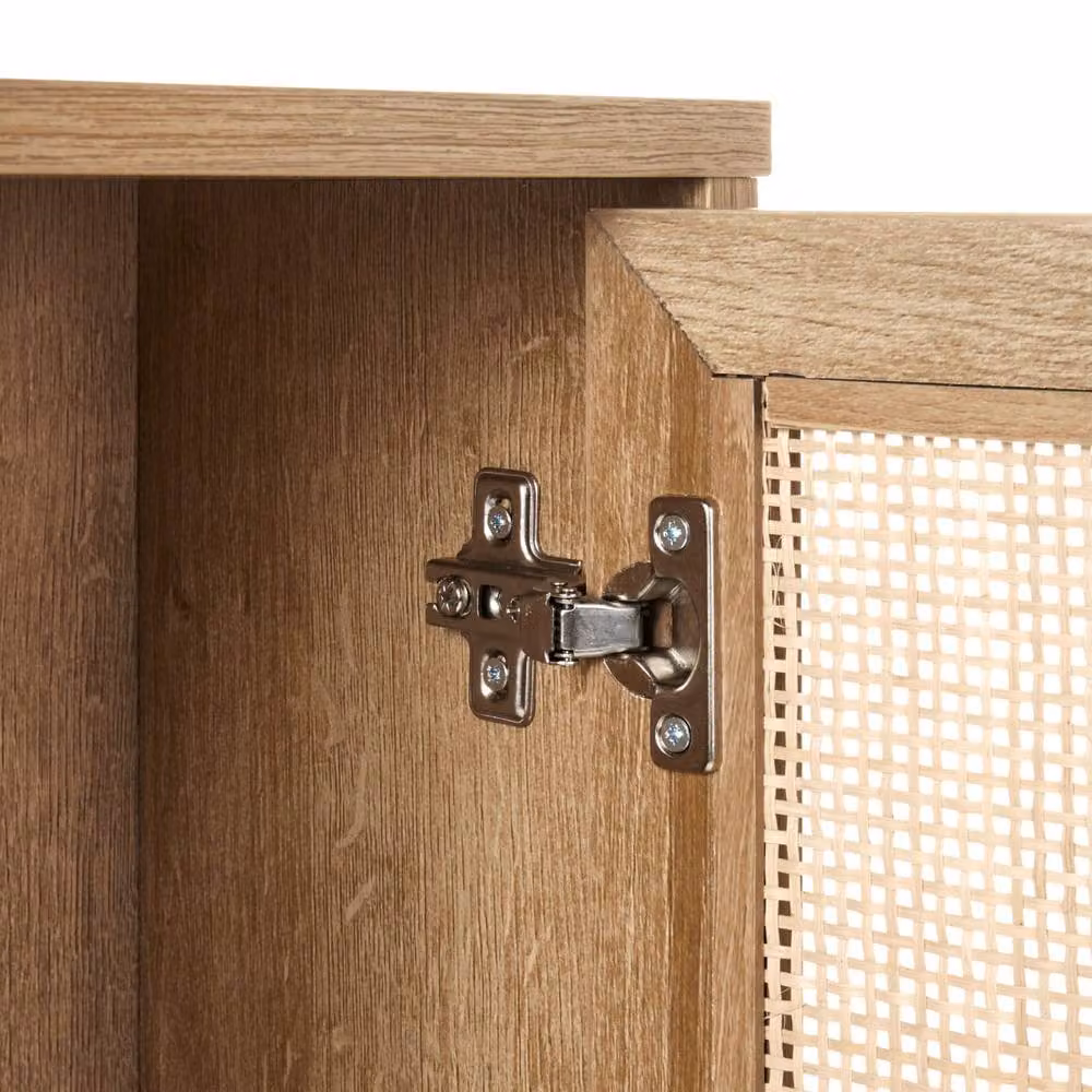 Wyld and Coco Brown Wall Mounted Cabinet with Rattan MDF Doors, W/D/H: 40 x 19 x 60 cm – 4