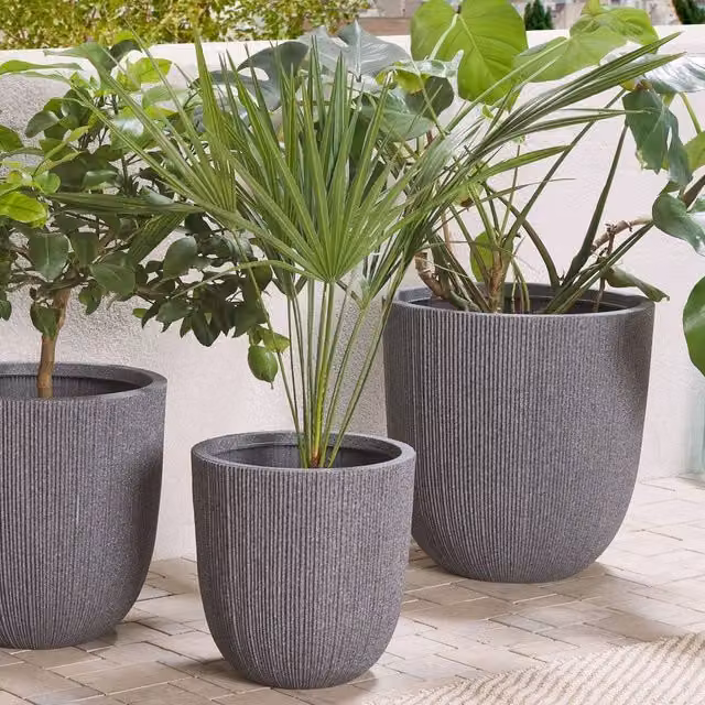Wyld and Coco Grey Polyresin Tall Planter Tub