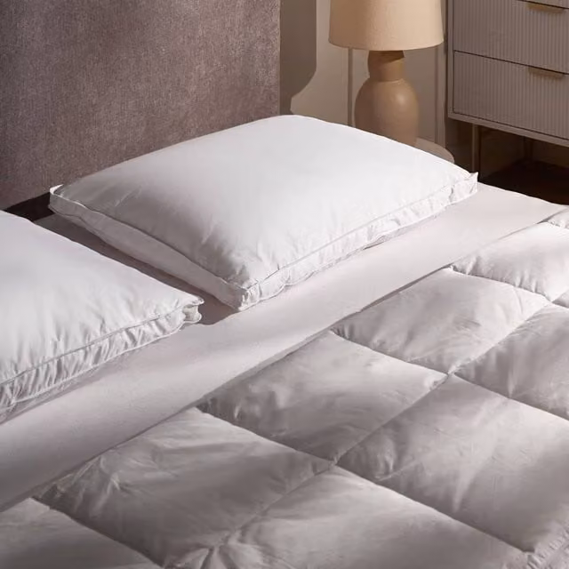 Wyld Haus Duck and Feather Blend Pillow Set of 2, White Cotton, W/H: 50 x 70 cm, Medium Fill – 1