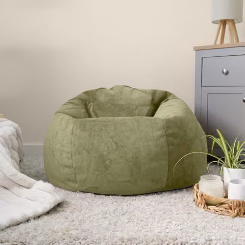 rucomfy Velora Classic Adult Beanbag in Green Velvet with Removable Machine Washable Cover – 3