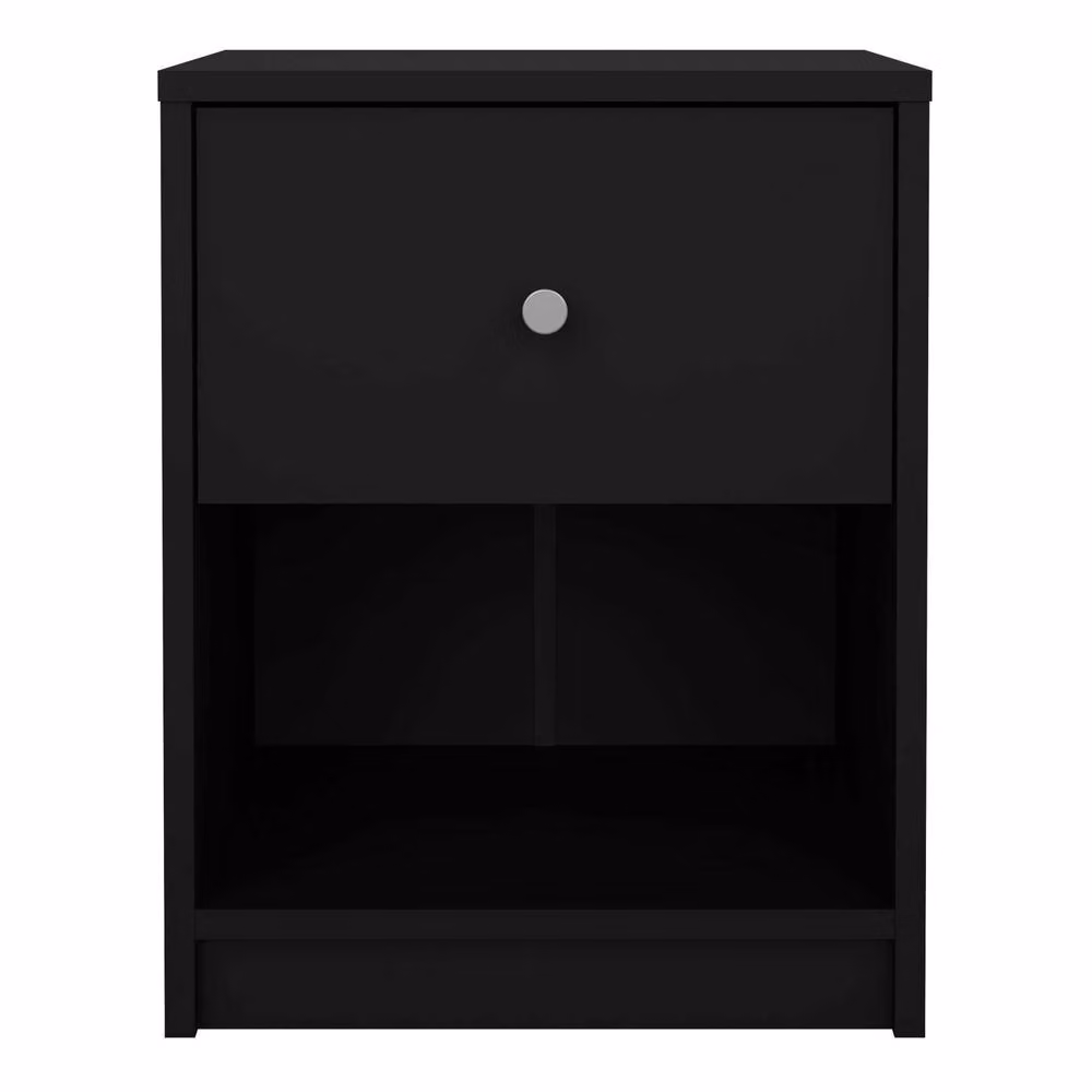Wyld Haus Tainan Black Bedside Table with 1 Drawer and 1 Shelf, W/D/H: 30.1 x 37.9 x 48.4 cm – 3