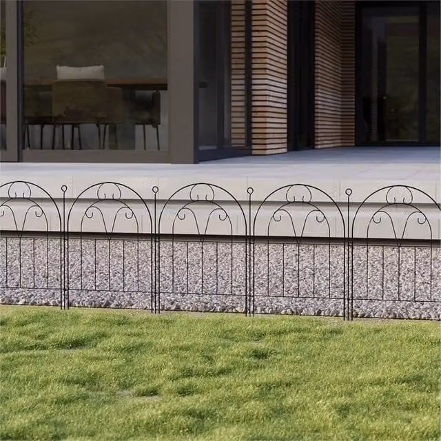 Nordara 10-Pack Metal Garden Lawn Edging Border Fence Panels in Black