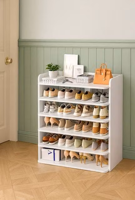 Neo 6 Tier White Wooden Space-Saving Shoe Rack