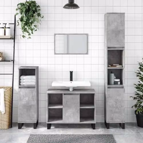 vidaXL Industrial Bathroom Cabinet in Concrete Grey, W/D/H: 80 x 33 x 60 cm – 2