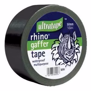 Rhino Multipurpose Black Cloth Duct Gaffer Tape, Pack of 2, Width: 50 mm, Length: 50 m per roll