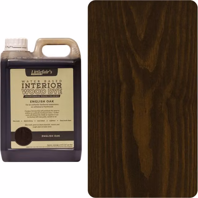 Littlefair's English Oak Indoor Wood Stain, Brown, 2.5l