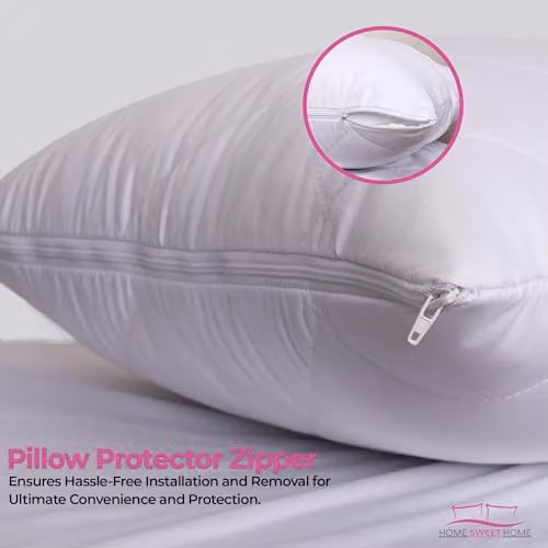 Snug City Quilted Microfibre Pillow Protectors, 2 Pack, White, W: 48 cm x L: 74 cm – 2