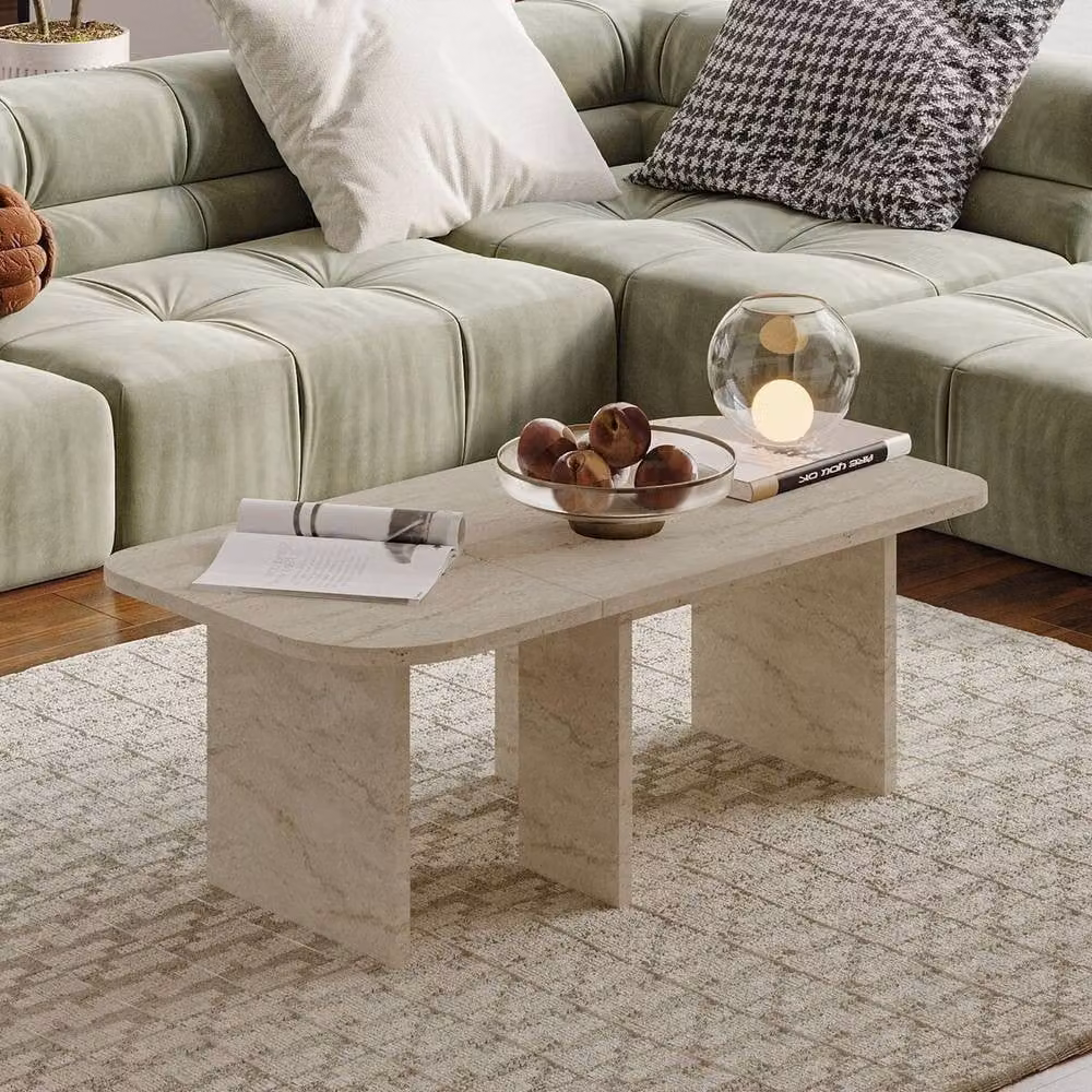 CALICOSY Adel Set of 2 Nested Coffee Tables, Beige – 1