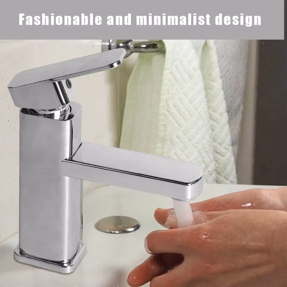 FLAVORA Chrome Single Lever Basin Mixer Tap in Silver – 2
