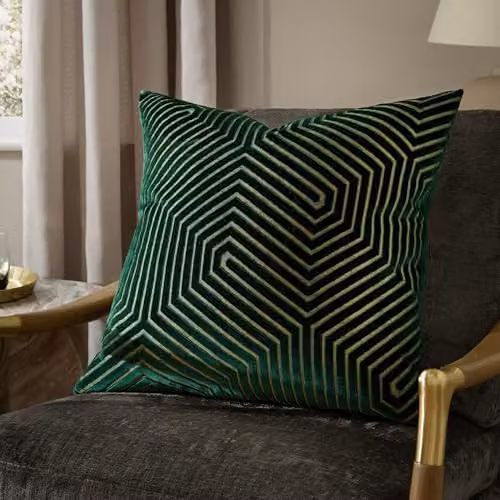 Paoletti Evoke Square Velvet Cushion in Green, W/D/H: 45 x 45 x 45 cm – 5