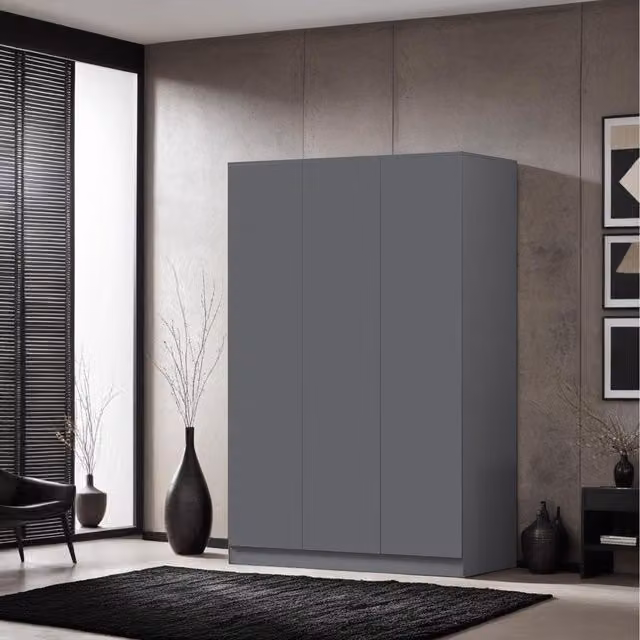 FWStyle 3 Door Triple Wardrobe in Dark Matt Grey with Soft Close Doors