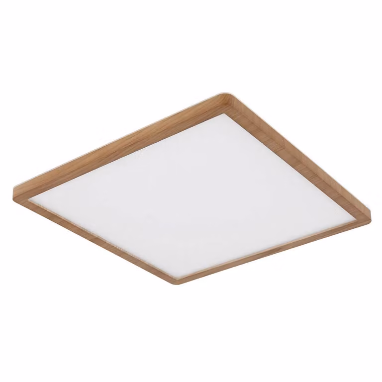 Netlighting Sapana Square Flush Ceiling Light, Wood Look, Brown, IP44, LED, 3000K, Dimmable