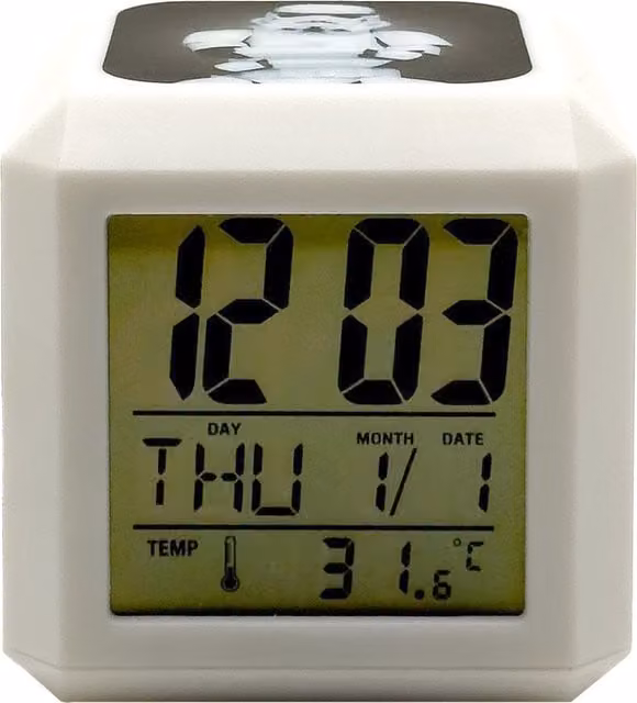 Mad Monkey Stormtrooper LED Digital Tabletop Clock with Date Display and Thermometer, White
