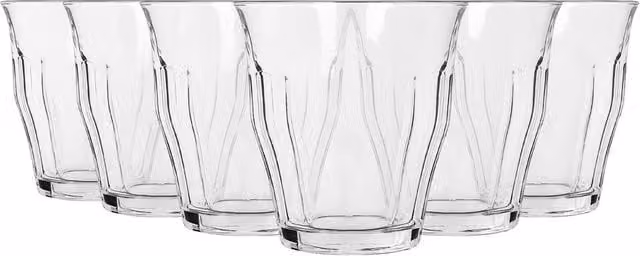 Argon Tableware Set of 6 Ribbed Fluted Water Glasses, 210 ml, Clear